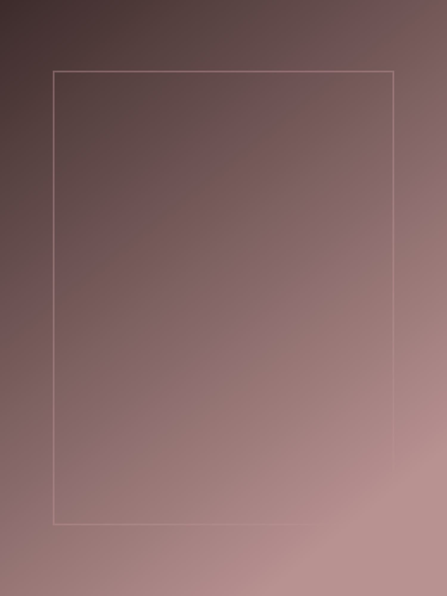 A tall composition in oxblood and dusty rose, darkest along the upper edge, with a narrow rectangular border inset from the frame.