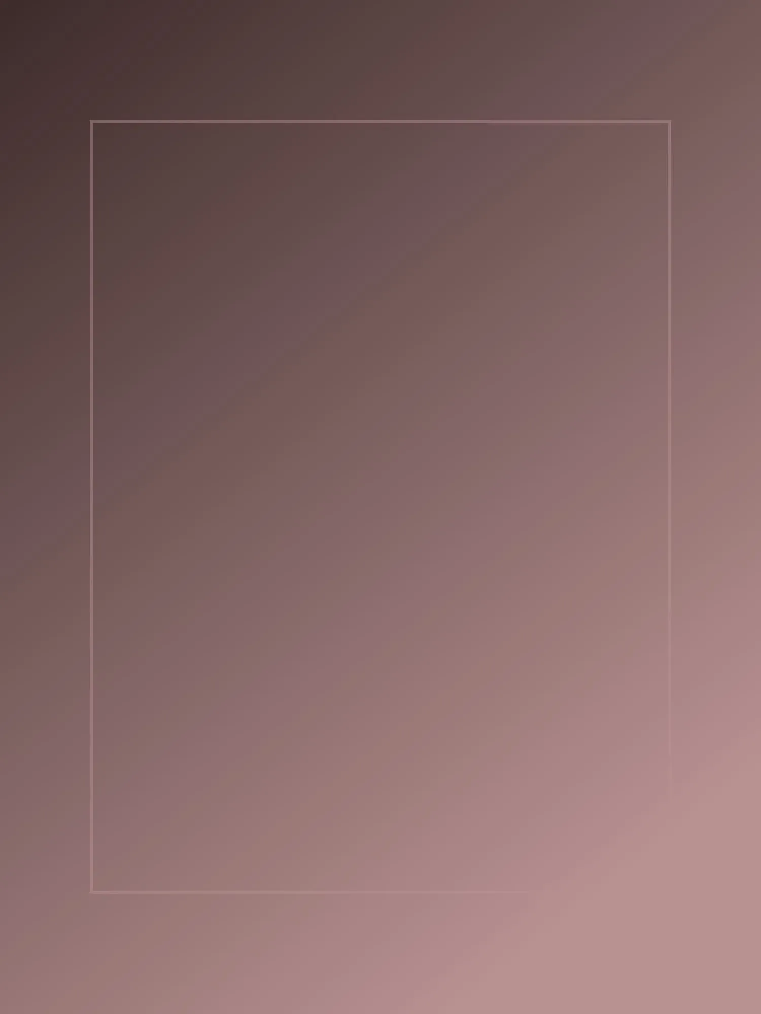 A tall composition in oxblood and dusty rose, darkest along the upper edge, with a narrow rectangular border inset from the frame.